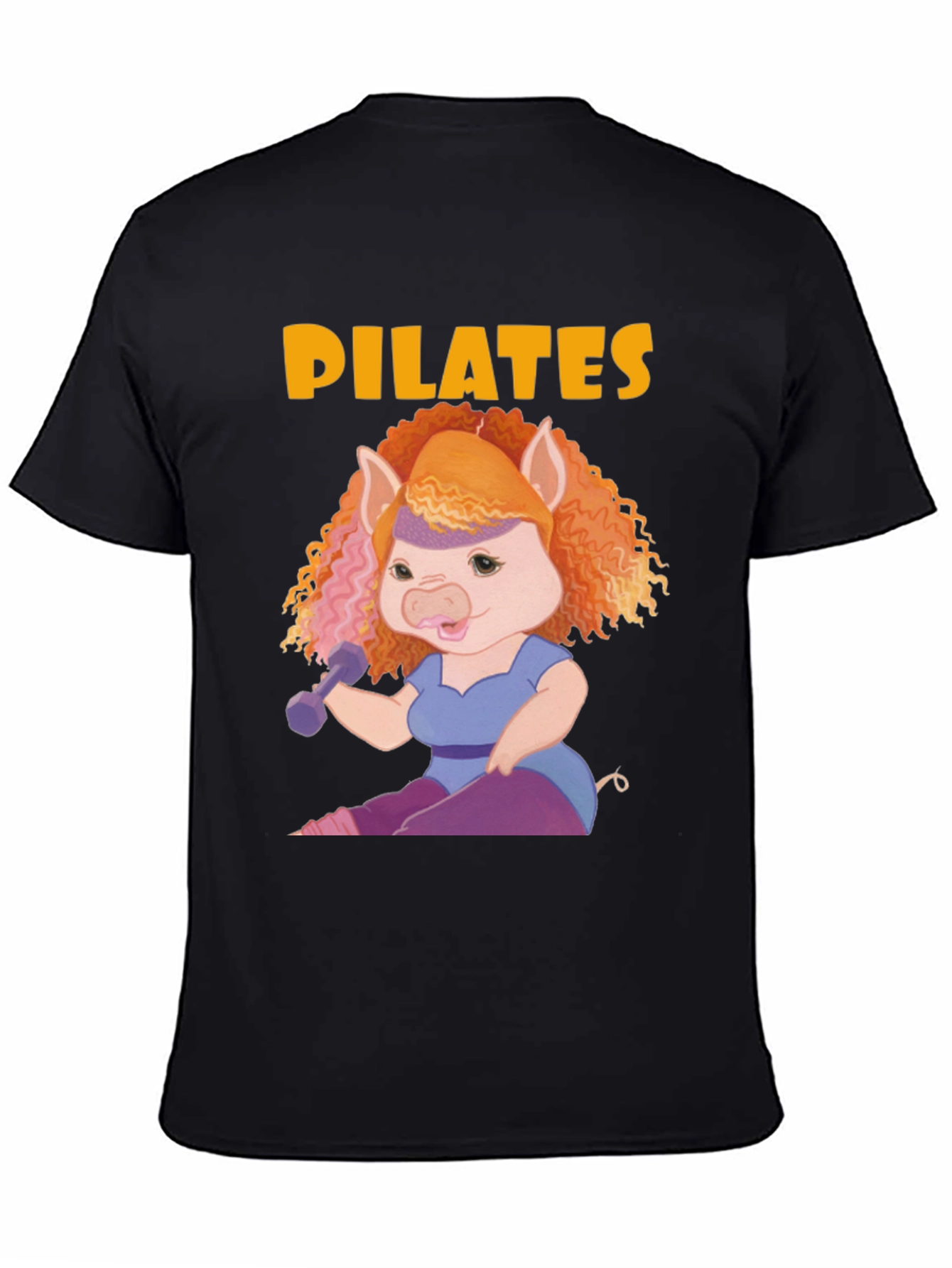 Black Pilates Pig T-Shirt view 4