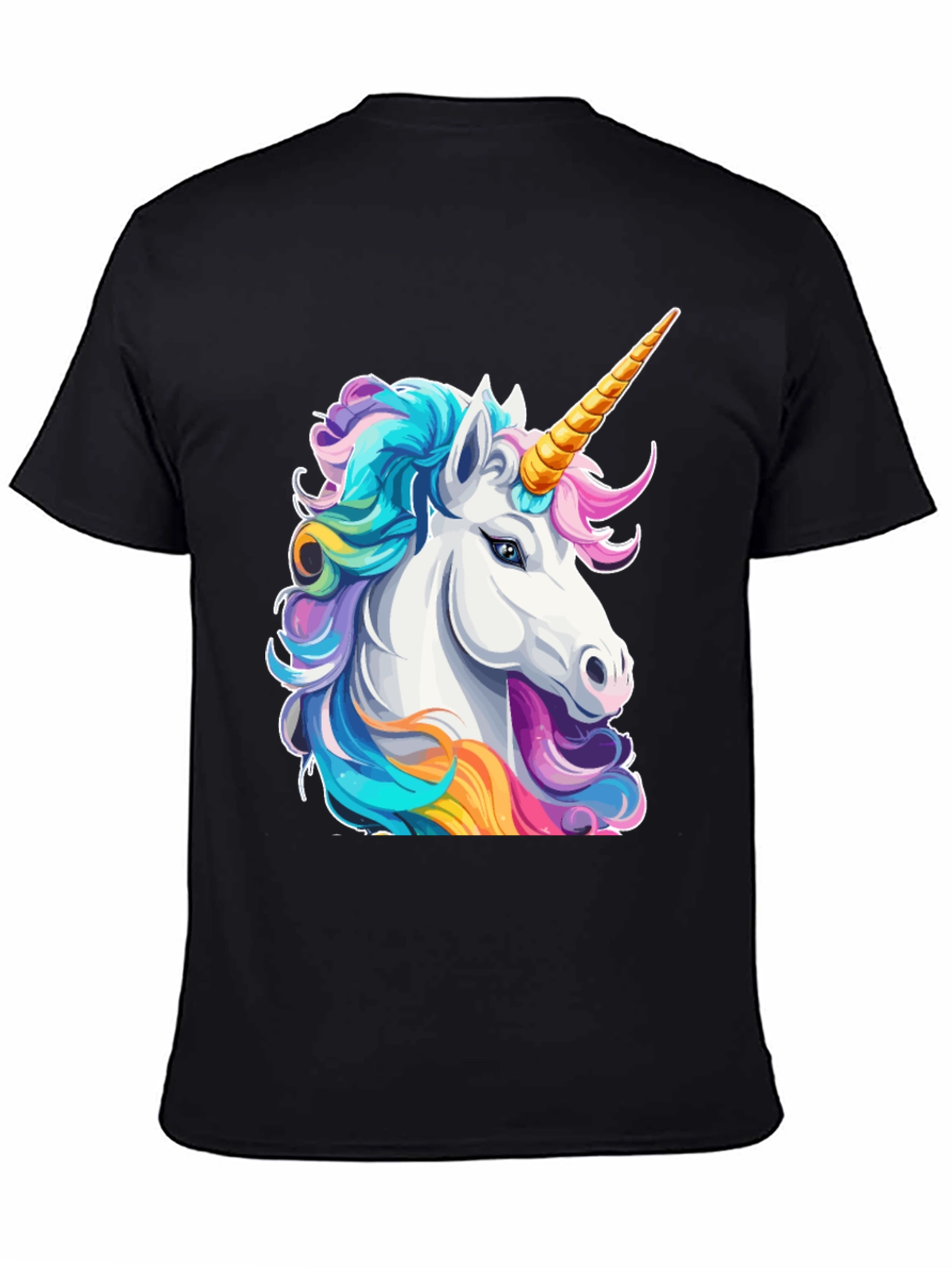 Black Unicorn Graphic Tee - Black Cotton T-Shirt view 4