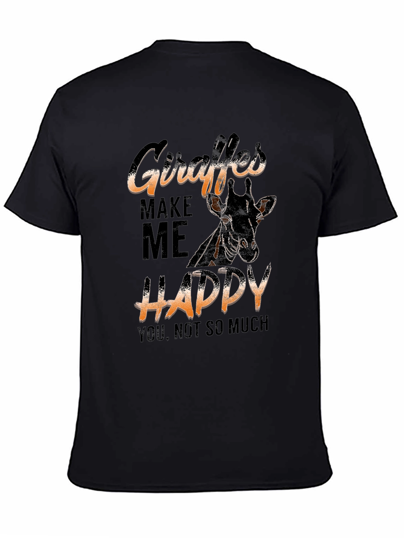 Black Giraffe Lover T-Shirt - "Giraffes Make Me Happy" view 4