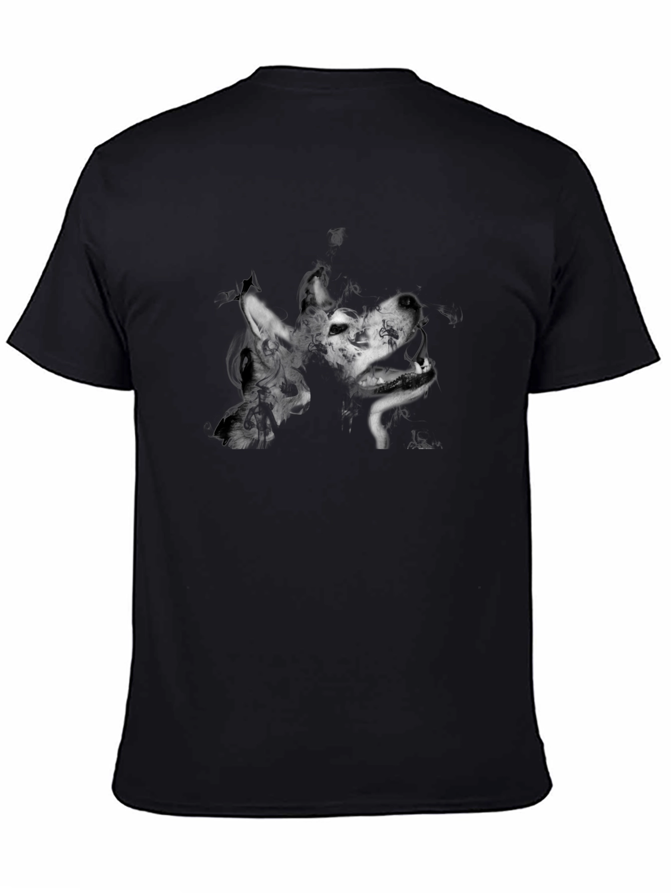 Black Wolf Art Graphic Black T-Shirt - Men's Fashion view 4