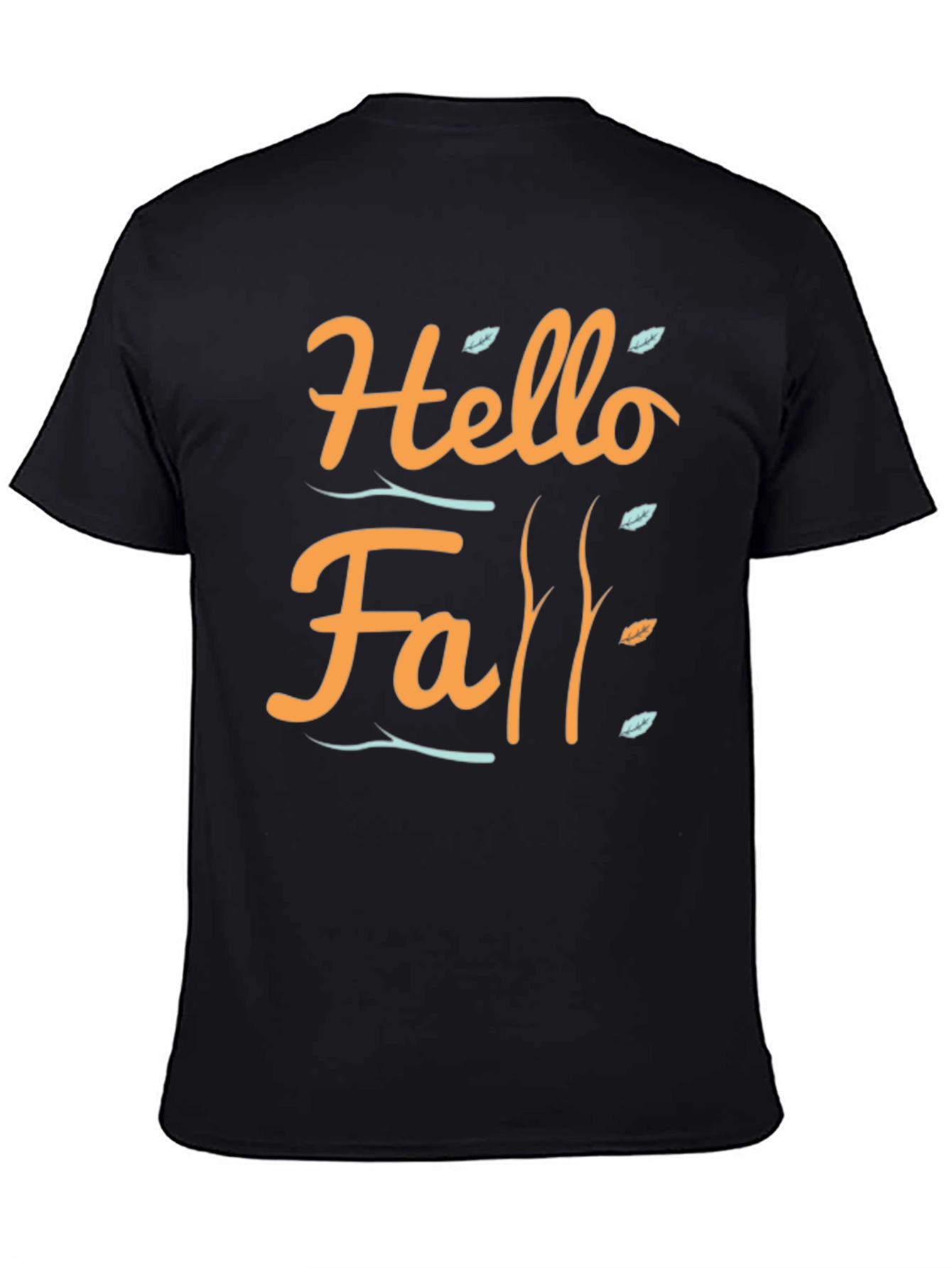 Black Hello Fall T-Shirt - Autumn Season Apparel view 4