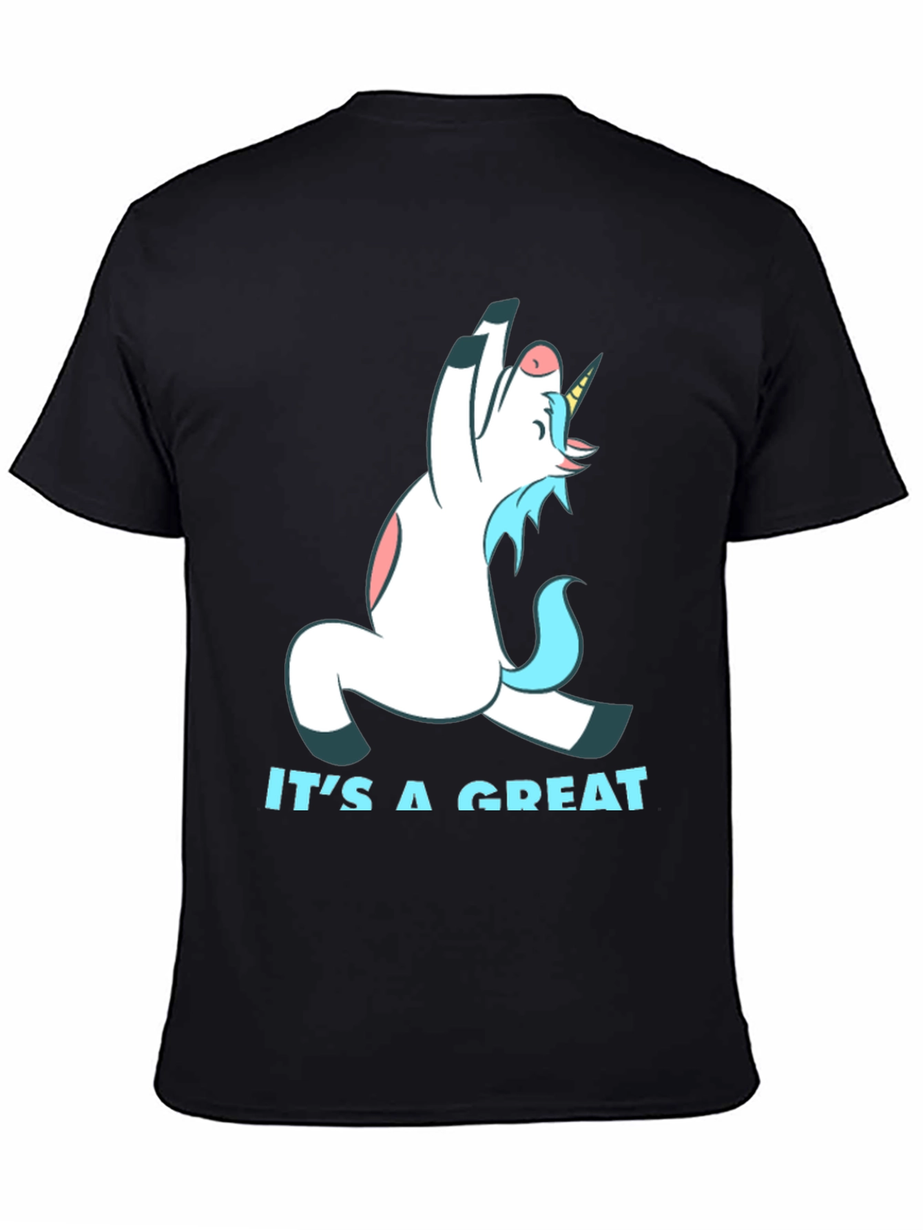 Black Funny Unicorn T-Shirt: It's a Great Day view 4