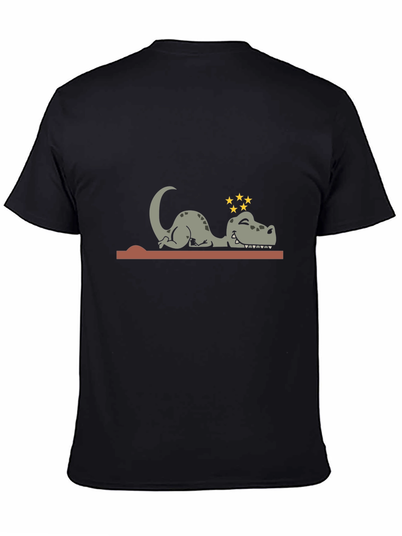 Black Knocked Out Dino Tee - Hilarious Cartoon T-Shirt view 4