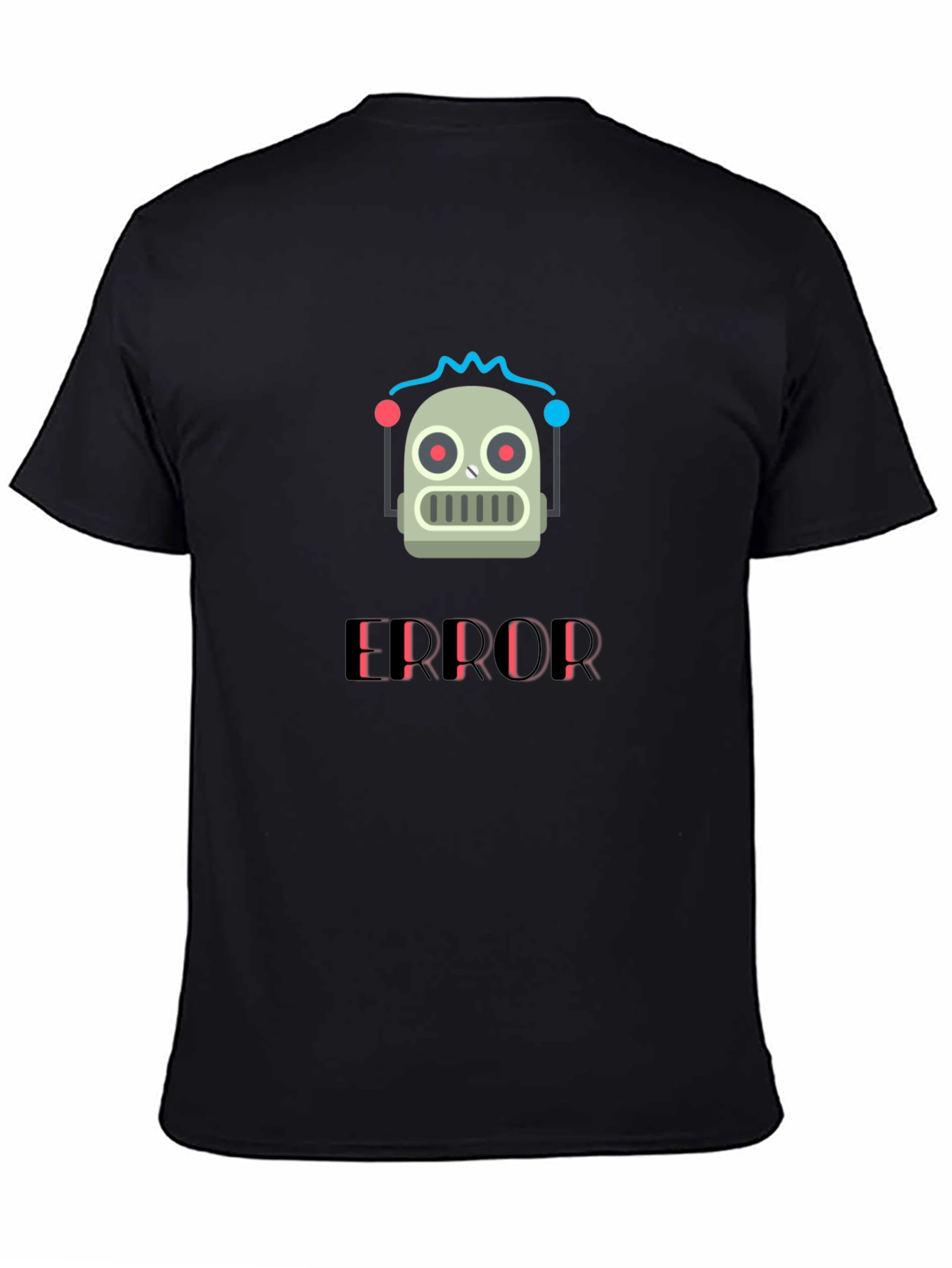 Black Error Robot Graphic T-Shirt - Black Cotton Tee view 4