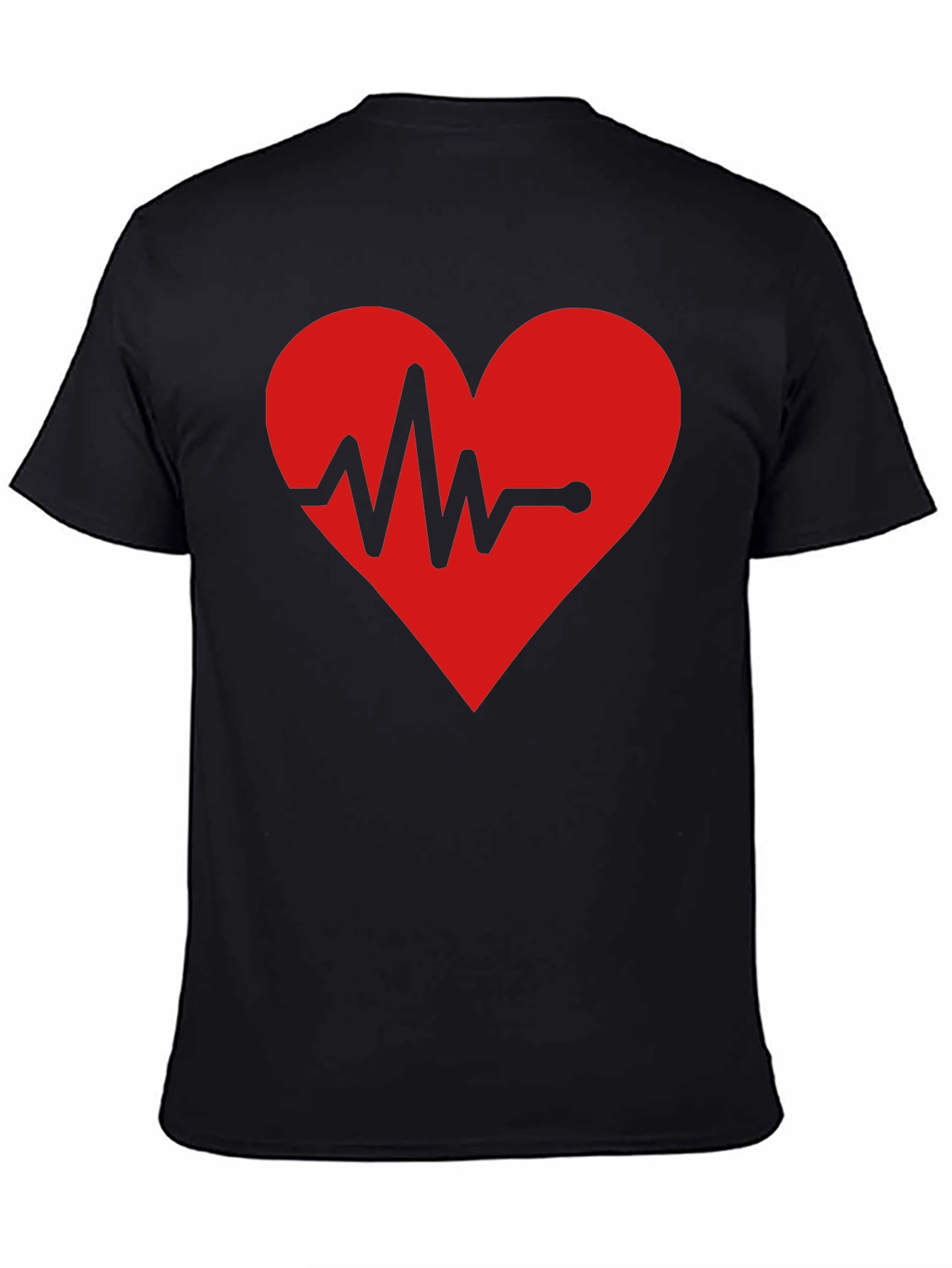 Black Heartbeat Graphic T-Shirt - Black Cotton Tee view 4