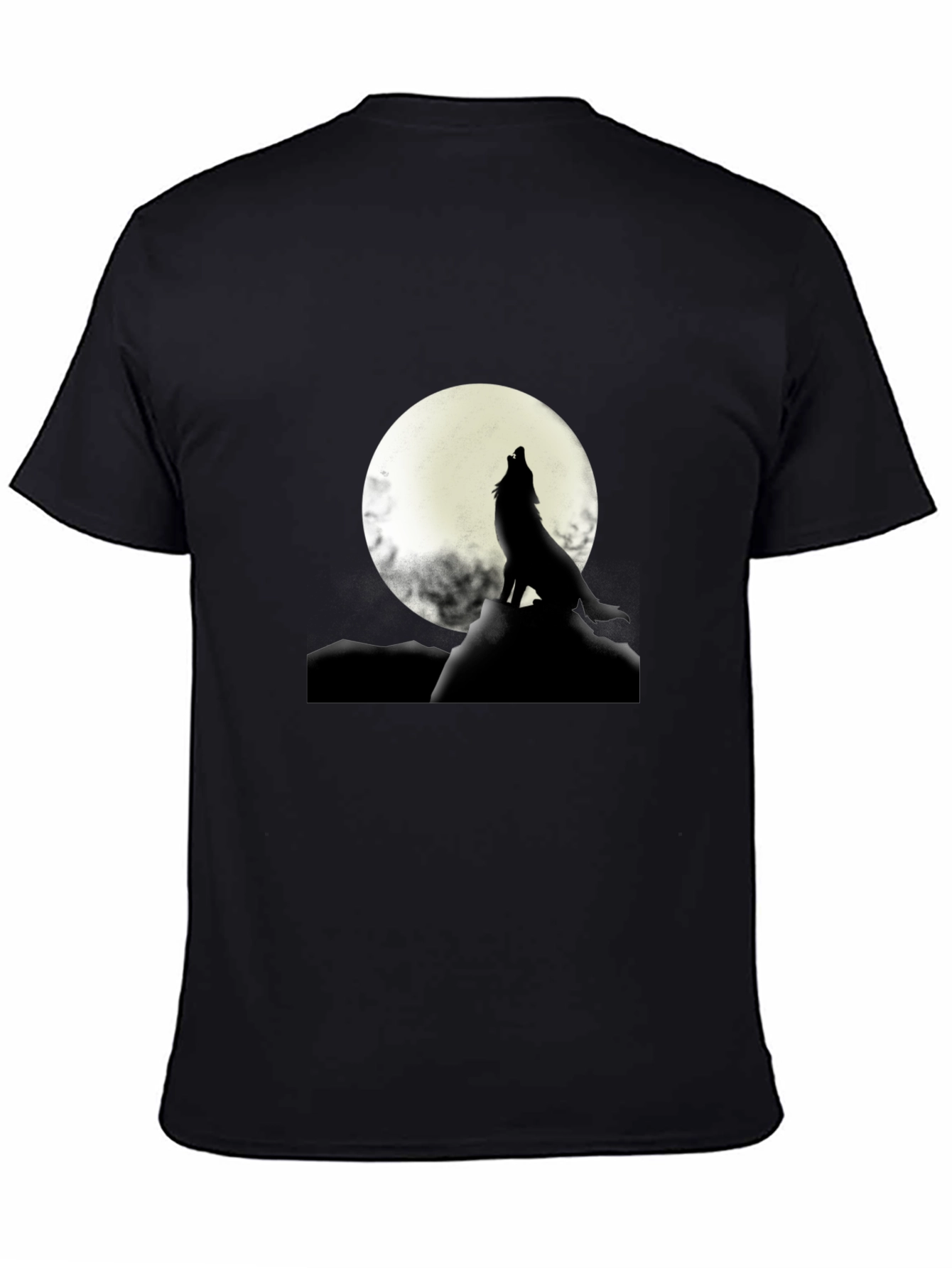 Black Wolf Howling at Moon Graphic T-Shirt view 4
