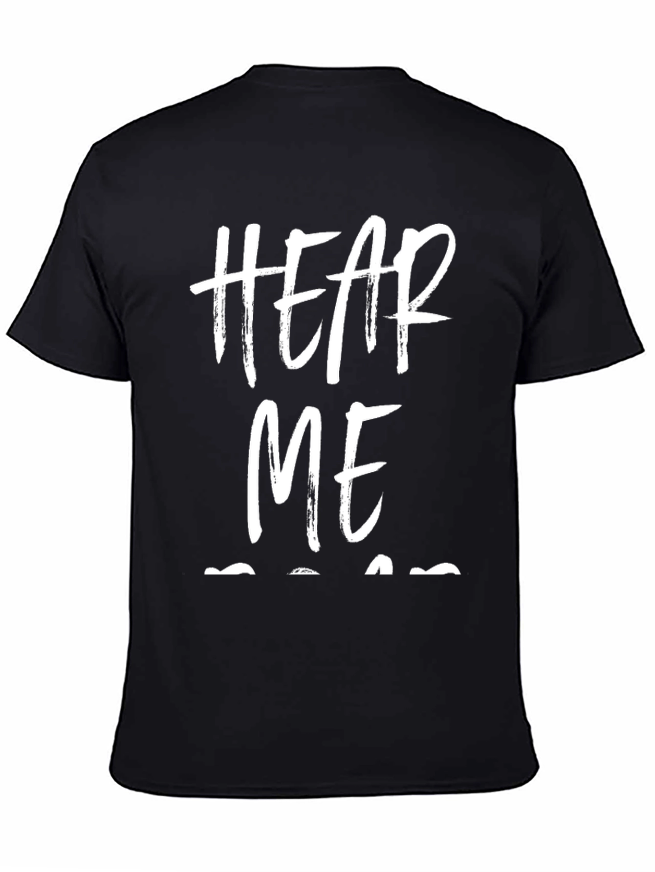 Black Hear Me T-Shirt - Black Cotton Graphic Tee view 4