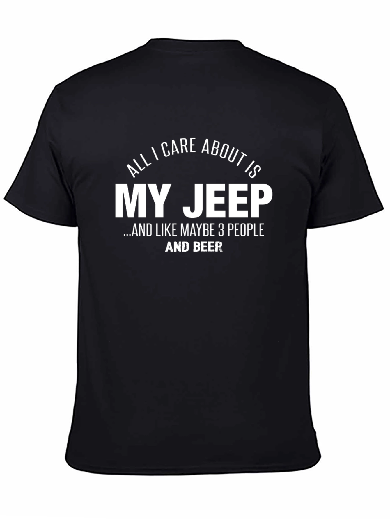 Black My Jeep T-Shirt: Cars, Beer, & 3 People view 4