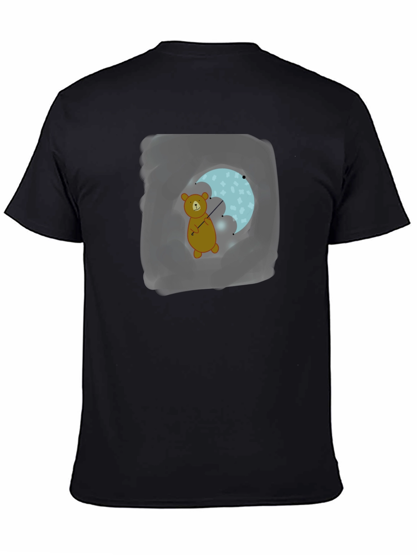 Black Bear with Umbrella Black T-Shirt view 4