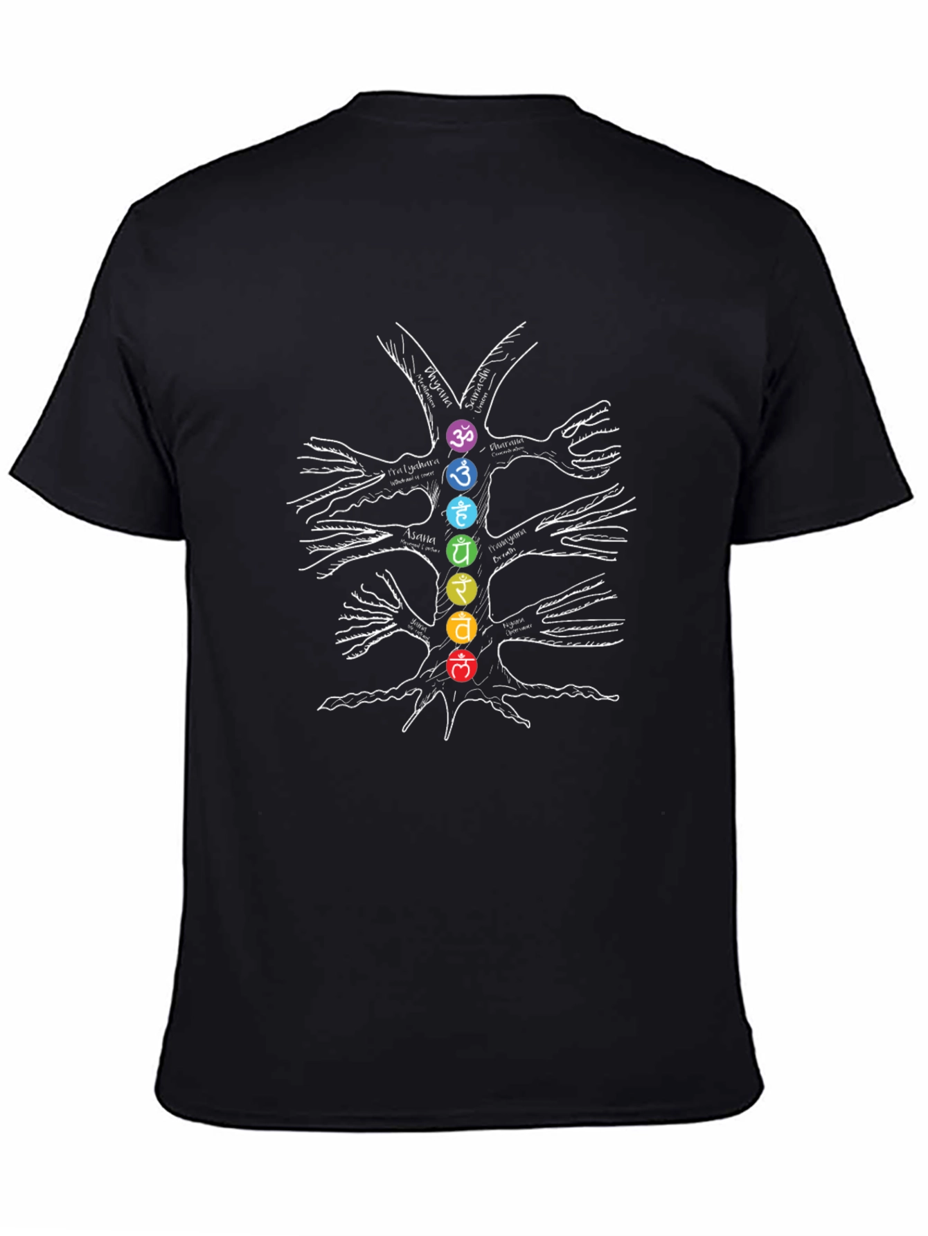 Black Chakra Tree Graphic Tee - Spiritual Balance Shirt view 4