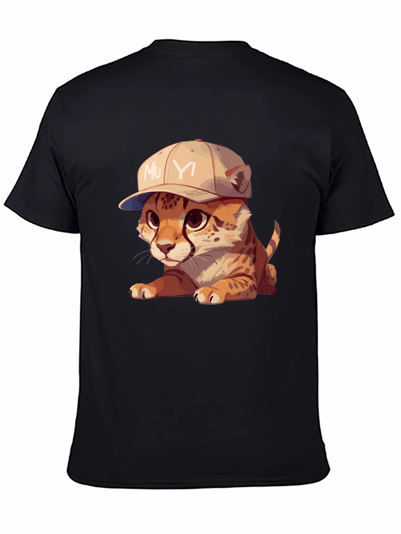 Black Cool Cub Tee: Cheetah in a Baseball Cap view 4