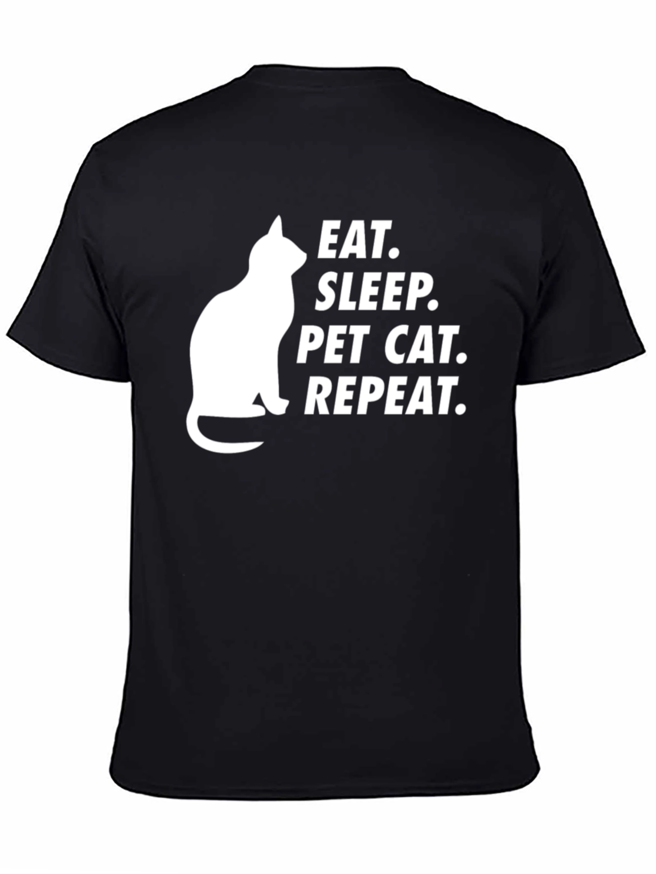 Black Eat Sleep Pet Cat Repeat T-Shirt view 4