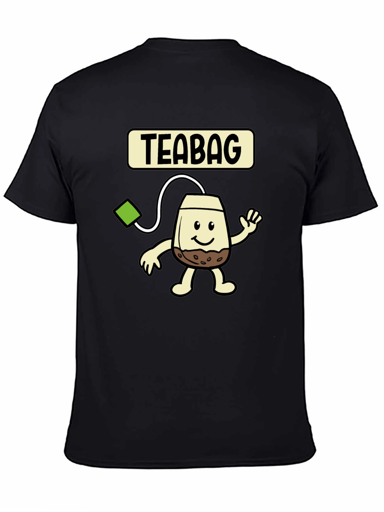 Black Funny Teabag Cartoon Graphic T-Shirt view 4