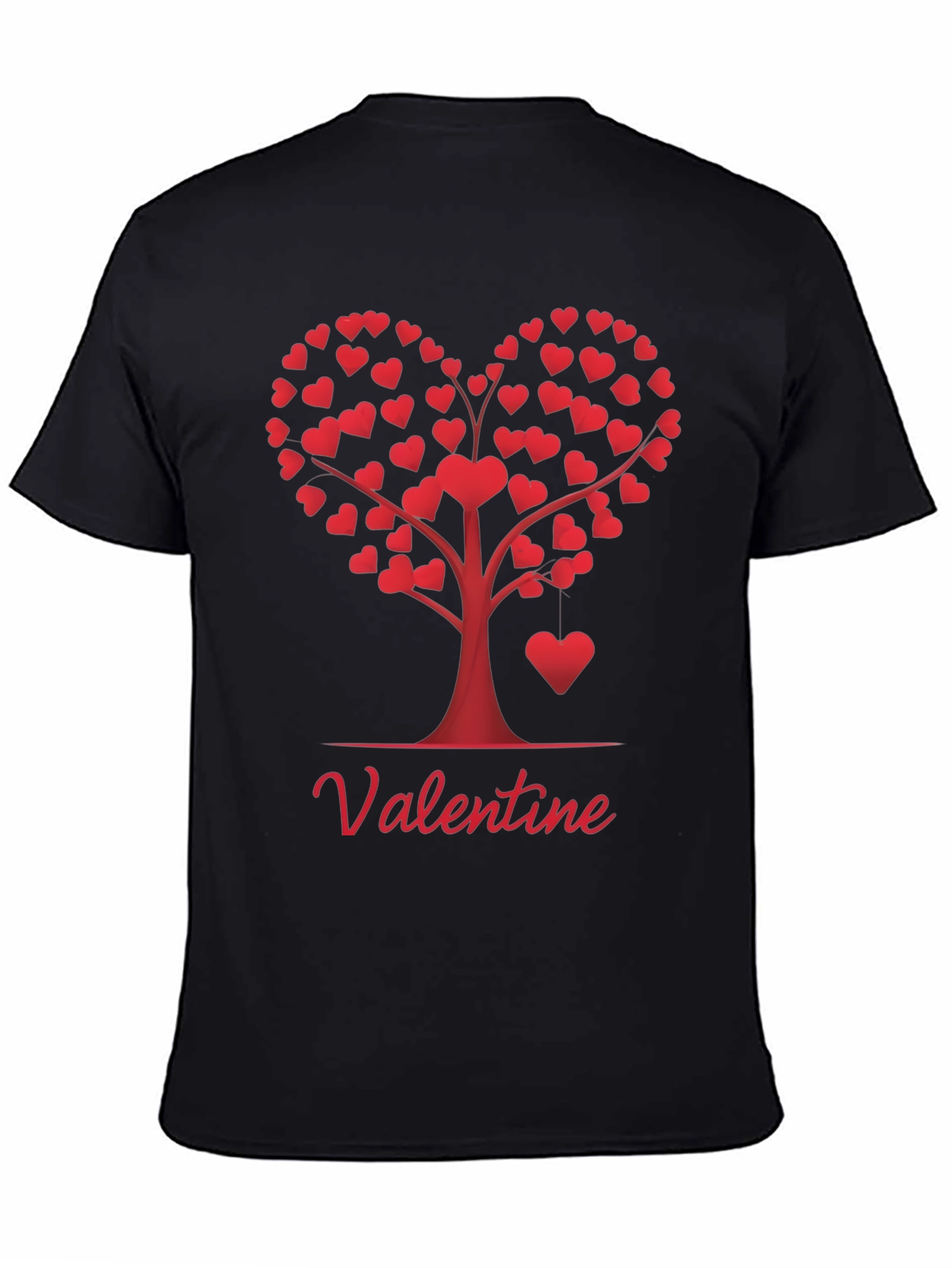 Black Valentine Heart Tree Graphic Tee view 4