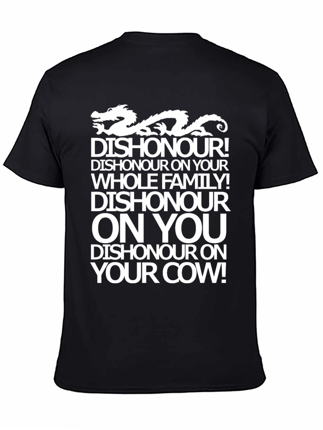Black Dishonour Dragon Graphic T-Shirt - Funny Novelty Tee view 4