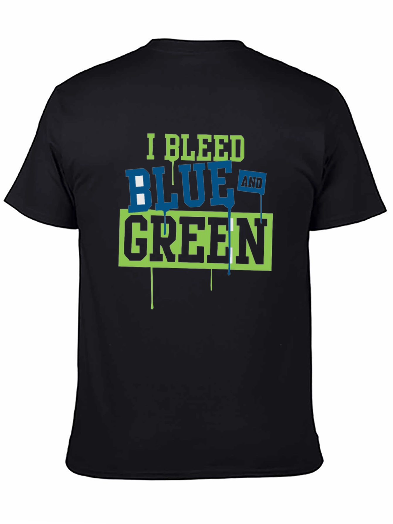 Black I Bleed Blue and Green Graphic Tee view 4