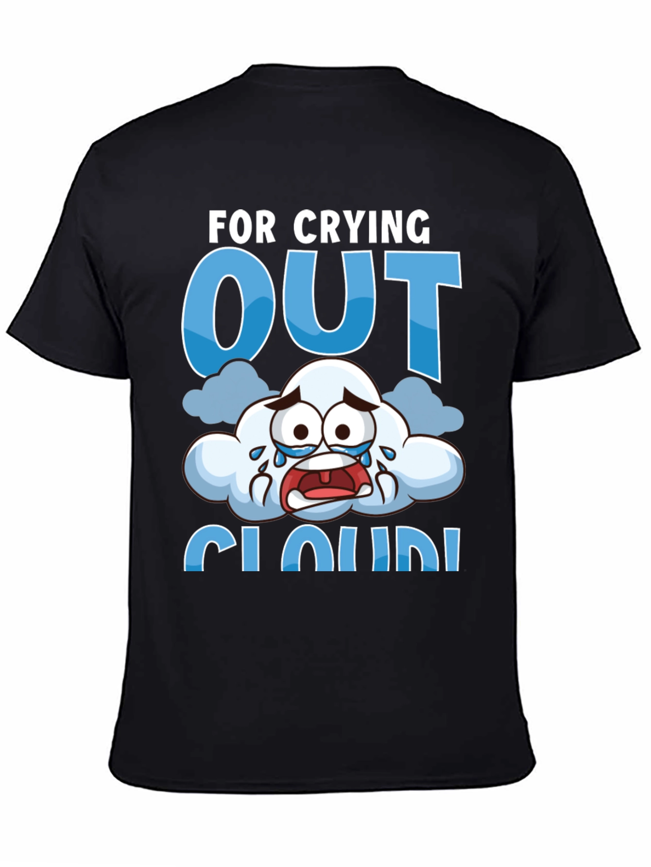 Black Crying Cloud T-Shirt - Funny Graphic Tee view 4