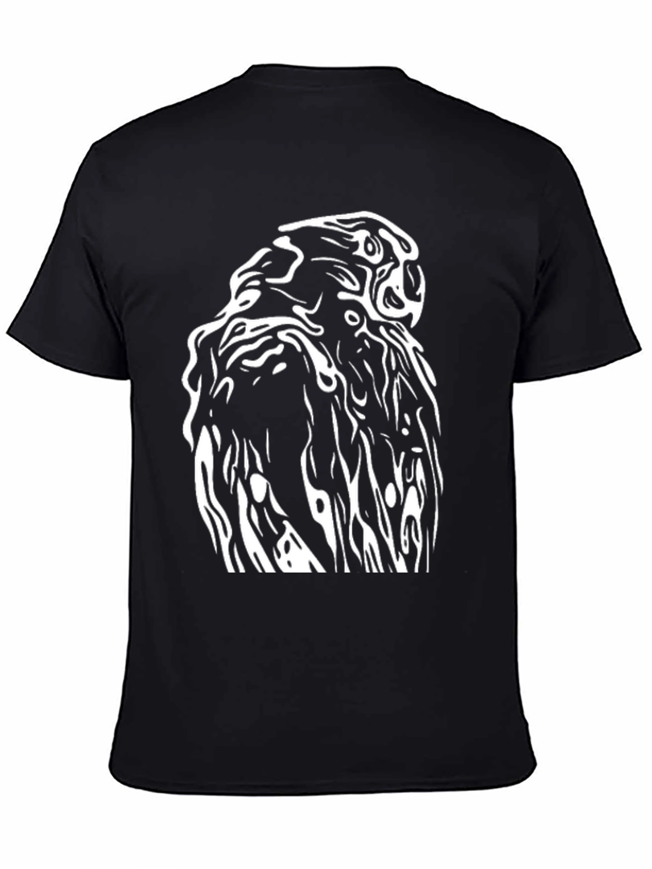 Black Abstract Hawk Graphic Tee - Black Cotton Blend view 4