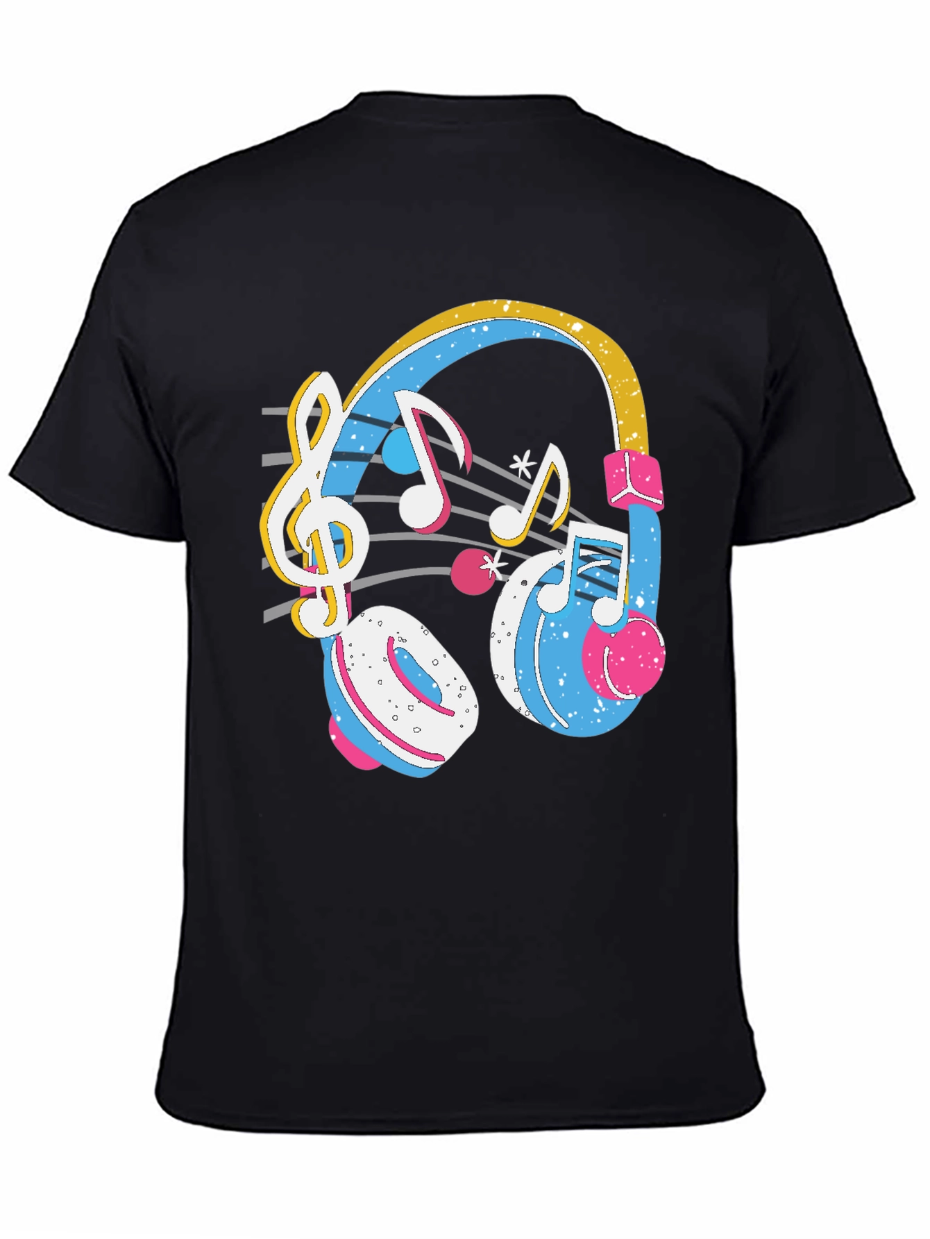 Black Music Headphones T-Shirt - Stylish Graphic Tee view 4