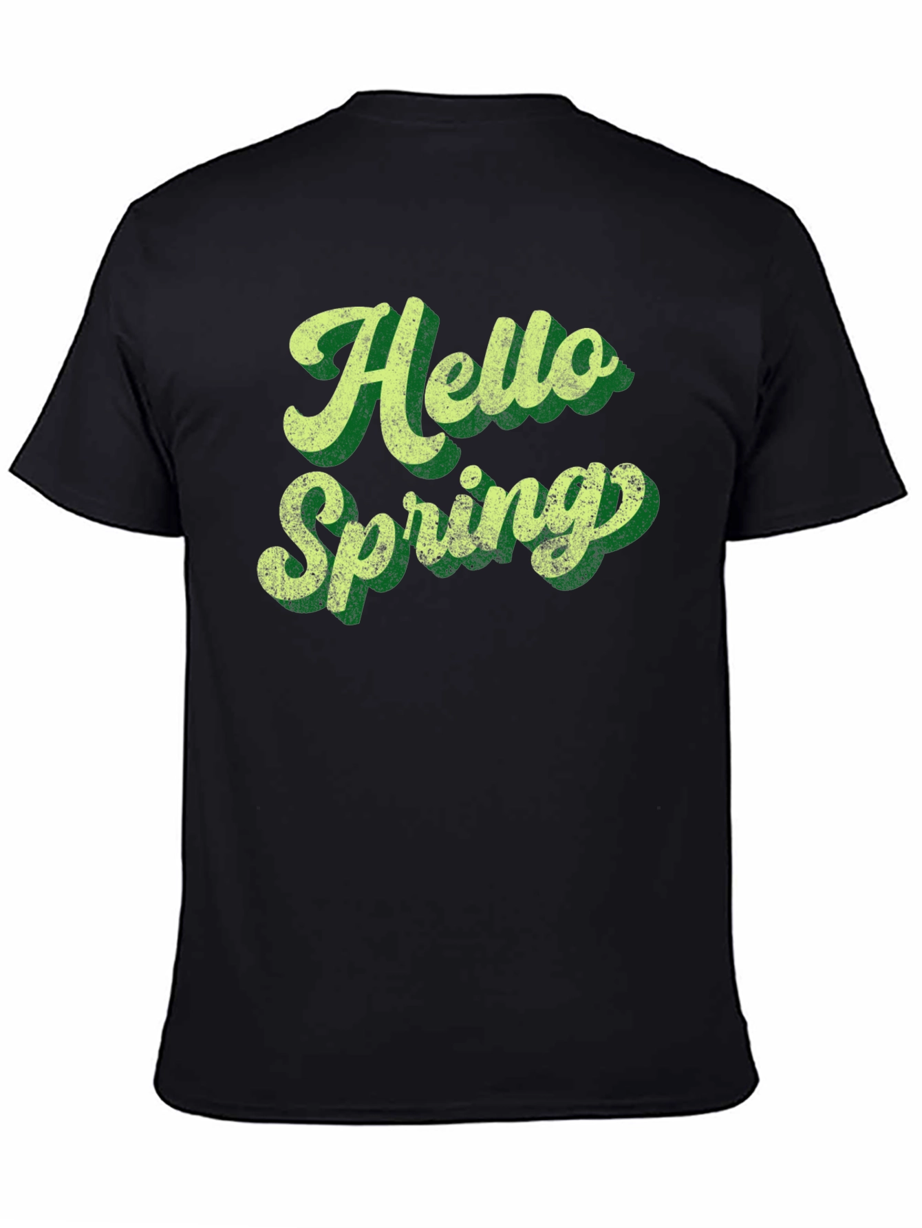 Black Hello Spring Graphic Tee - Unisex Black T-Shirt view 4