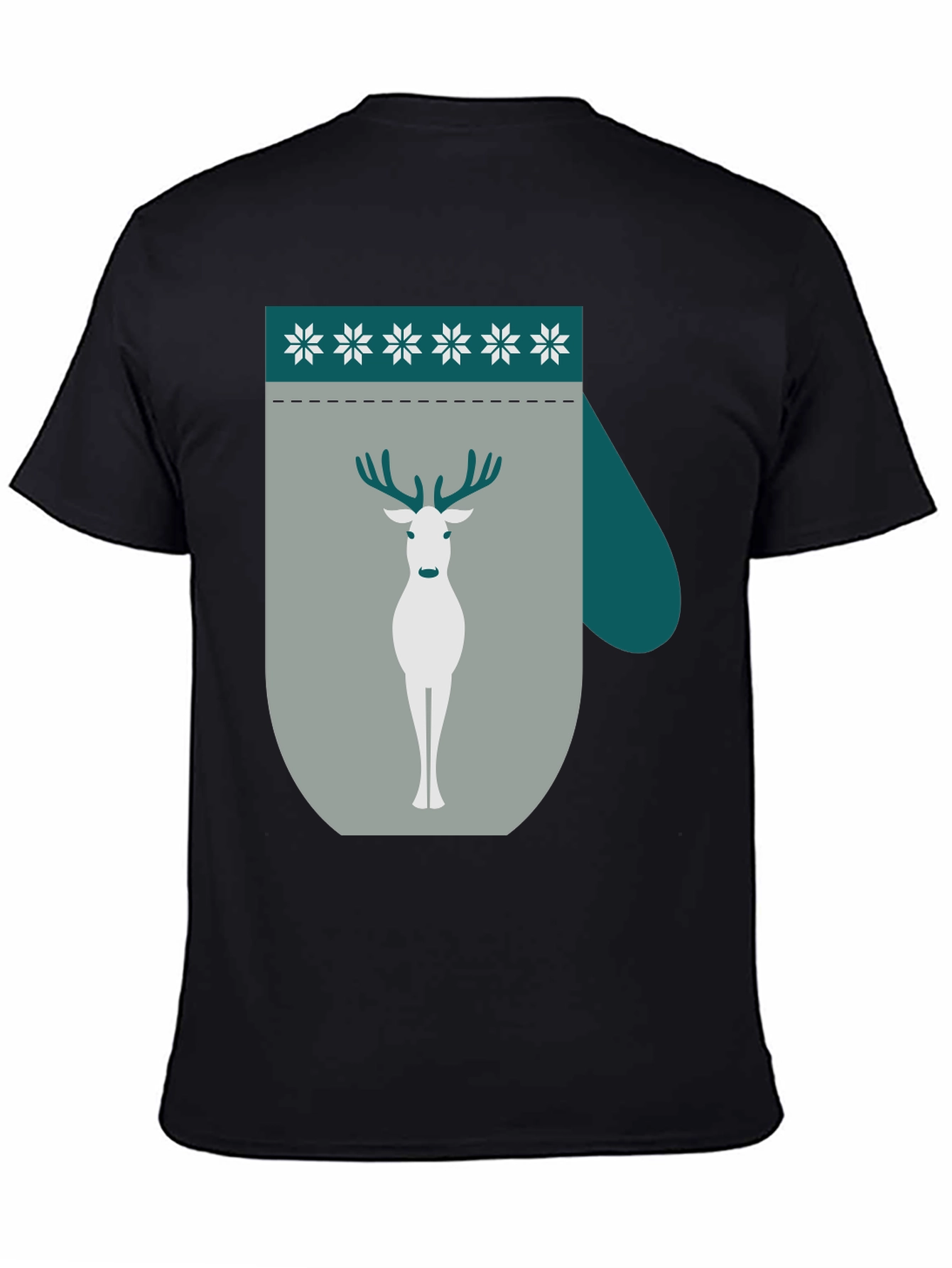 Black Holiday Deer Mitten Graphic Tee view 4