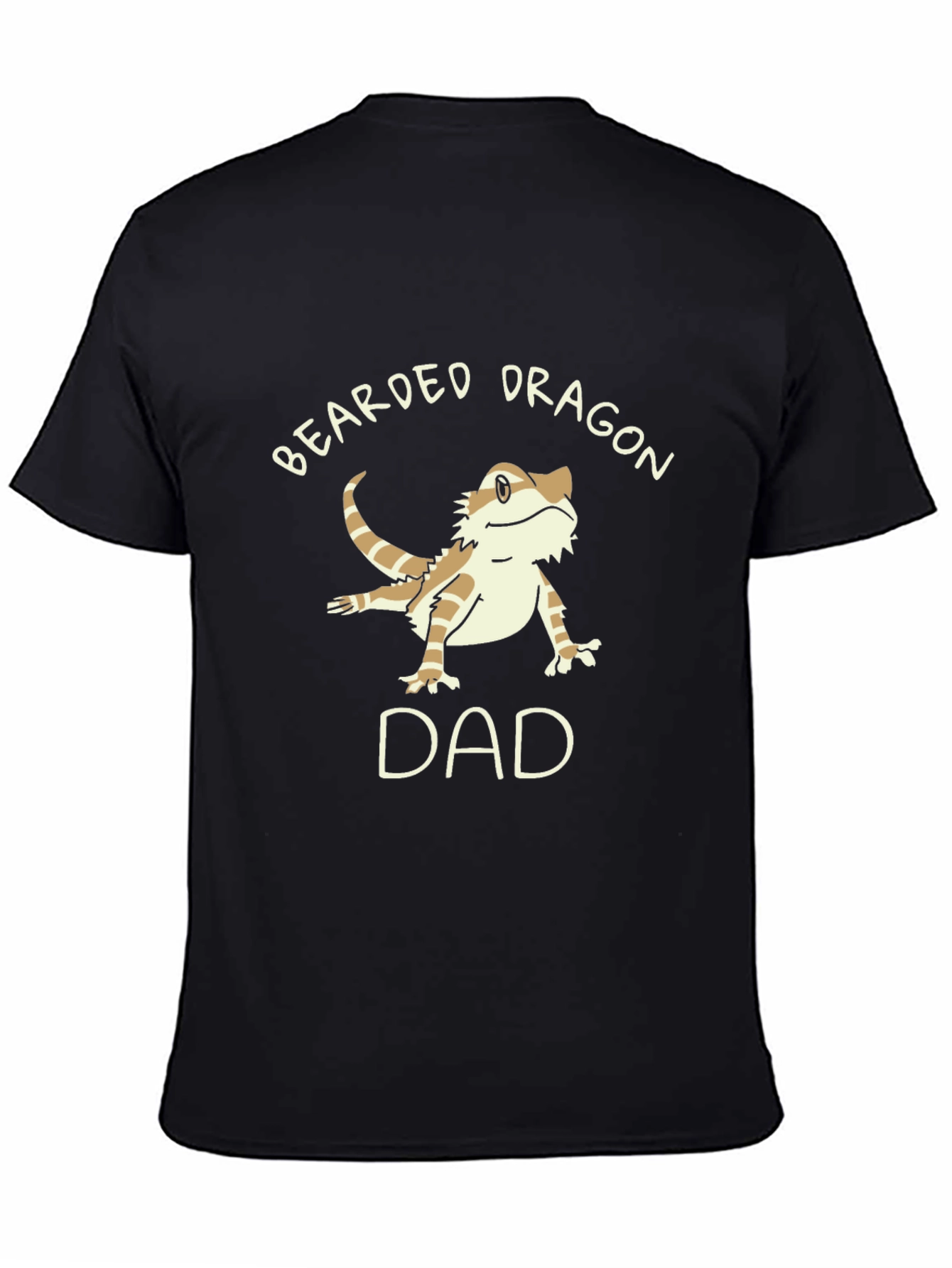 Black Bearded Dragon Dad T-Shirt, Black Cotton Tee view 4
