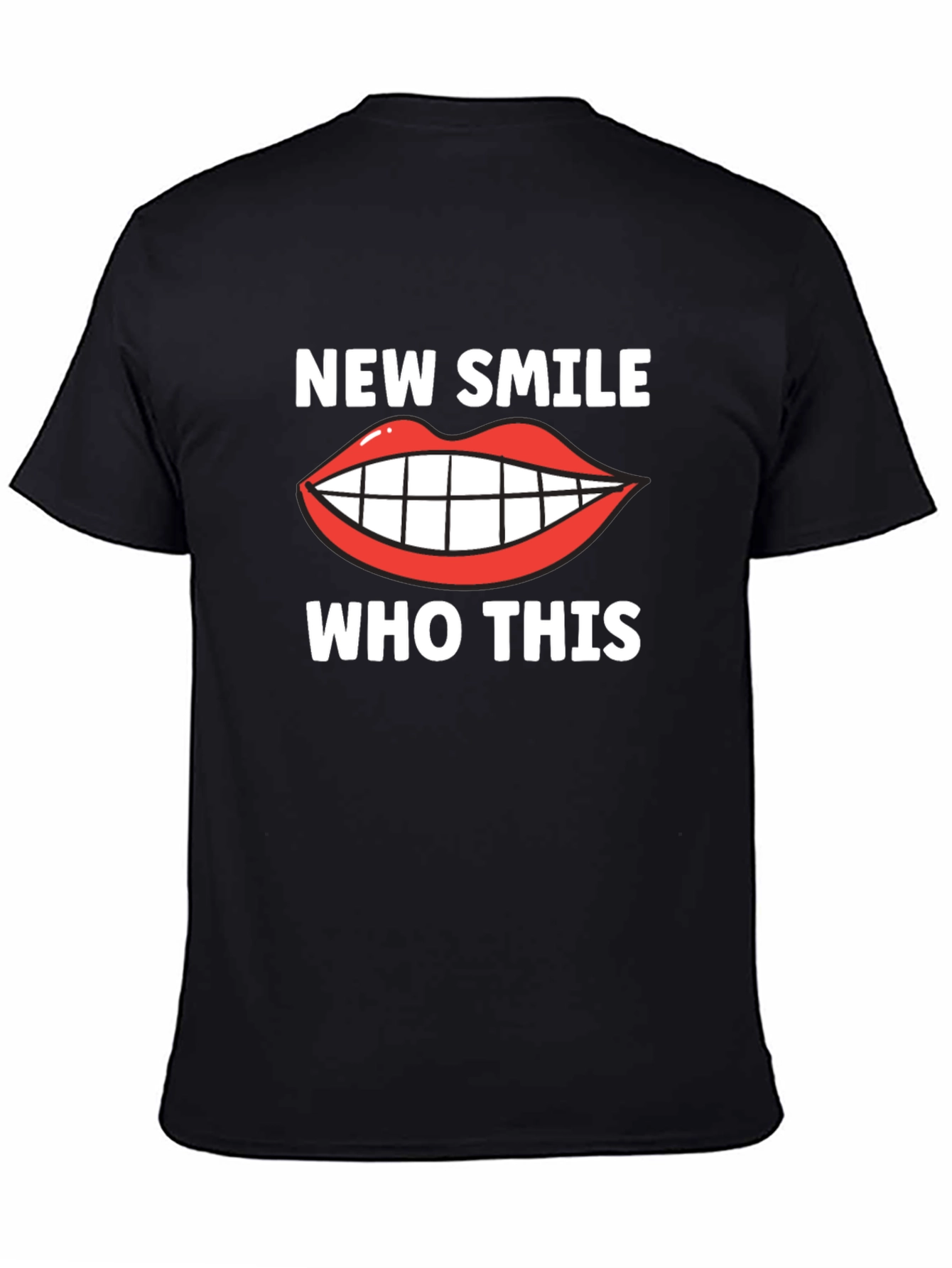 Black New Smile Who Dis Funny Graphic T-Shirt view 4