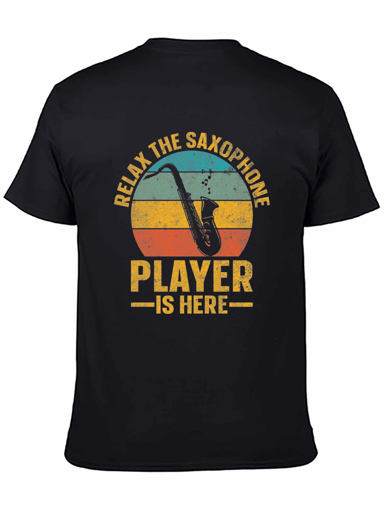 Black Relax The Saxophone Player Is Here Graphic T-Shirt view 4
