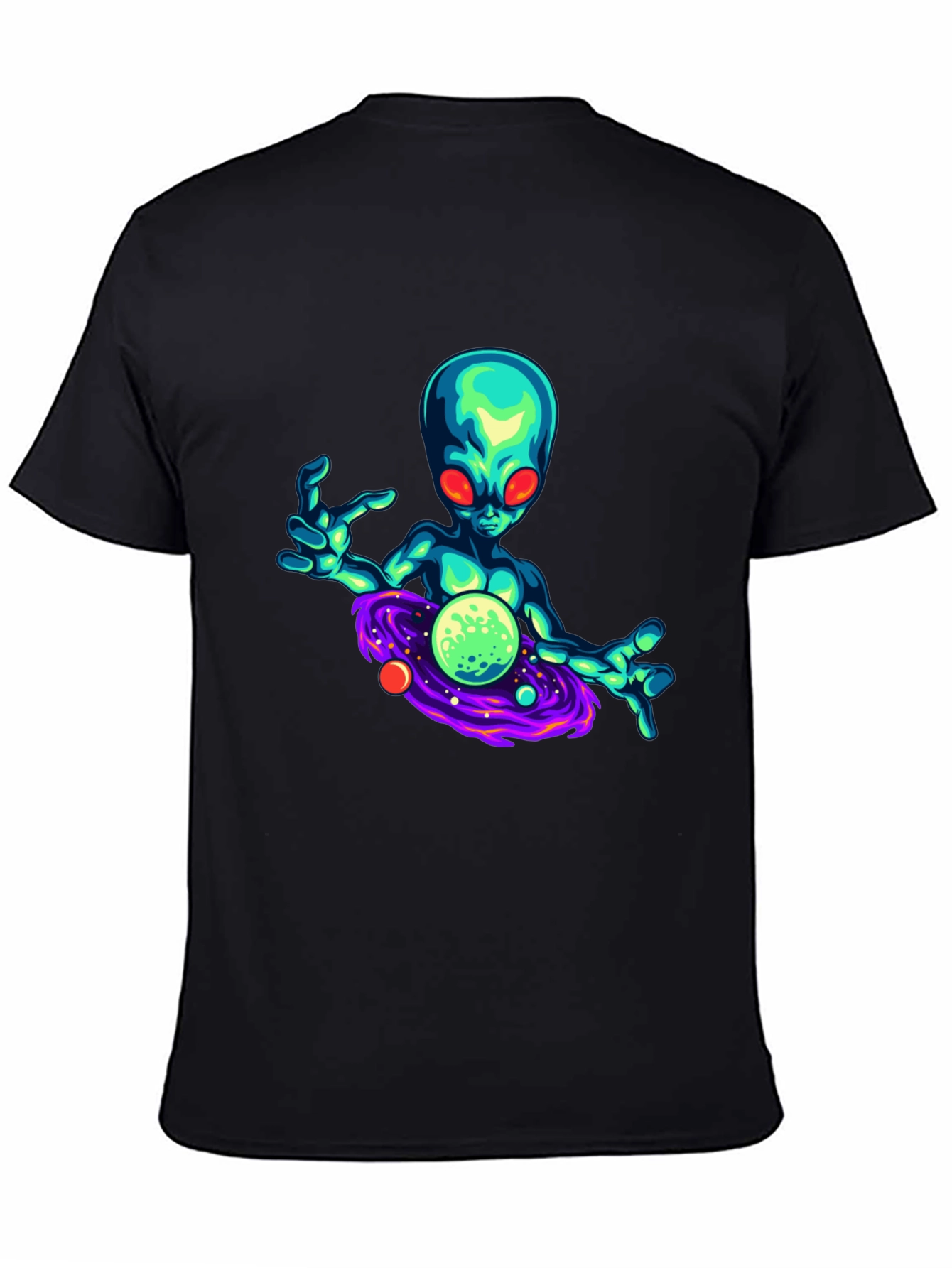 Black Alien Galaxy Graphic T-Shirt - Black view 4