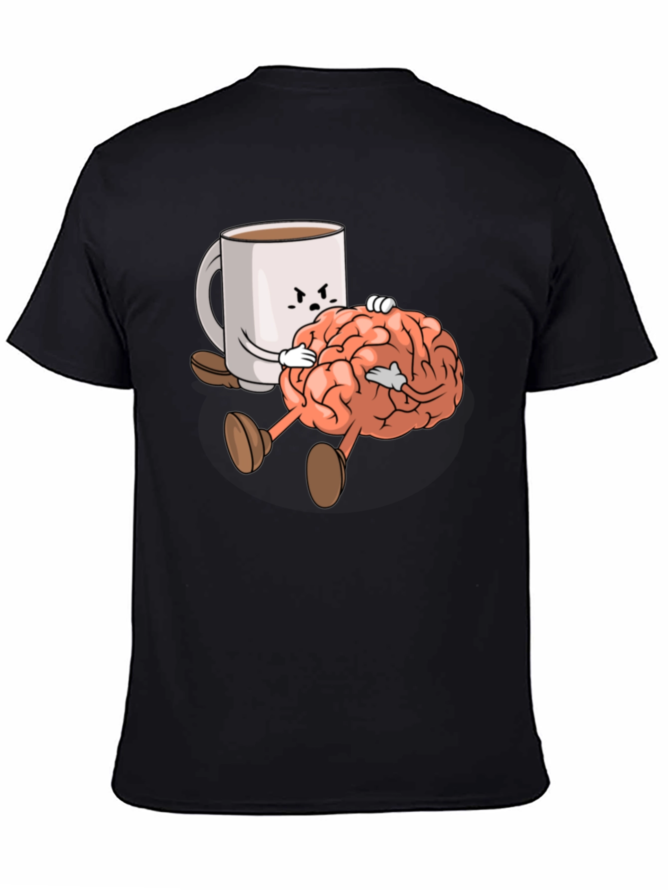 Black Coffee & Brains Graphic T-Shirt - Black Crew Neck Tee view 4