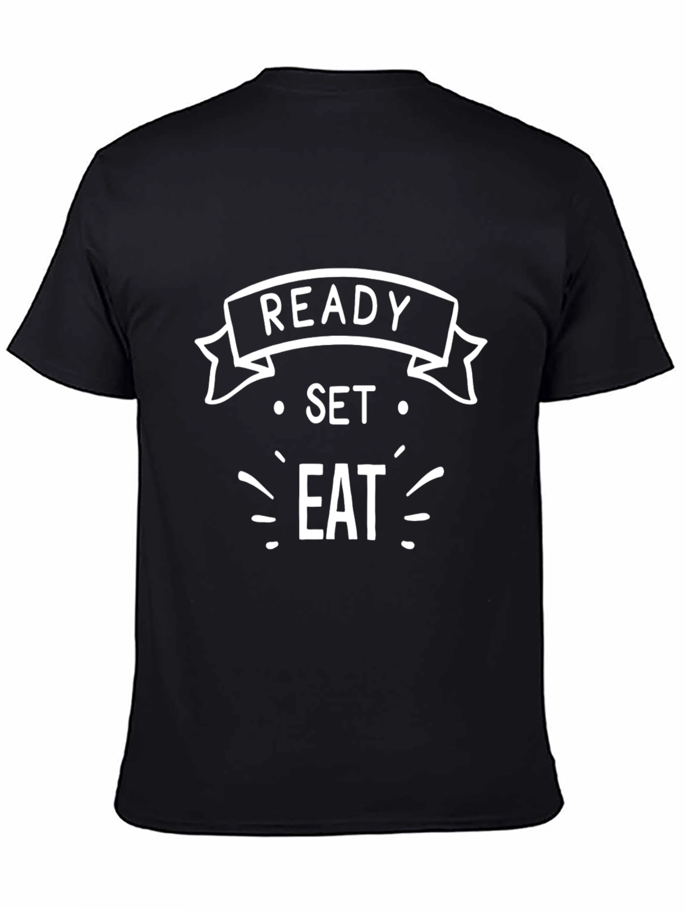 Black Ready Set Eat Funny Graphic Tee - Black view 4