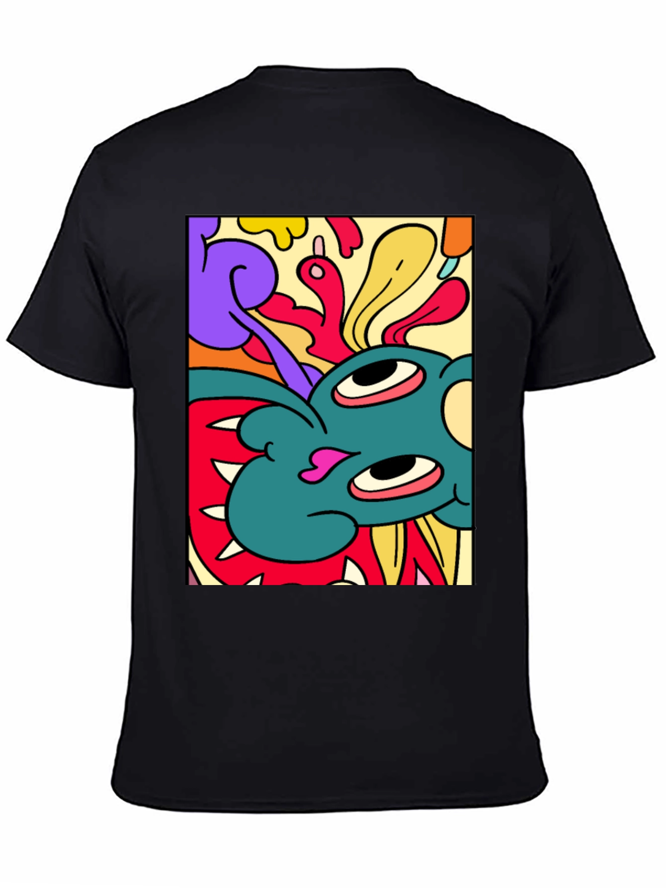 Black Abstract Graphic Print Black T-Shirt view 4