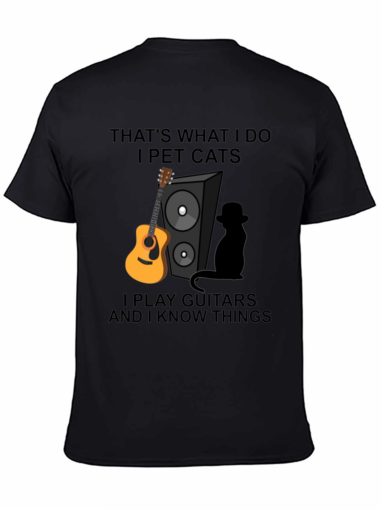 Black That's What I Do Funny Cat & Guitar T-Shirt view 4