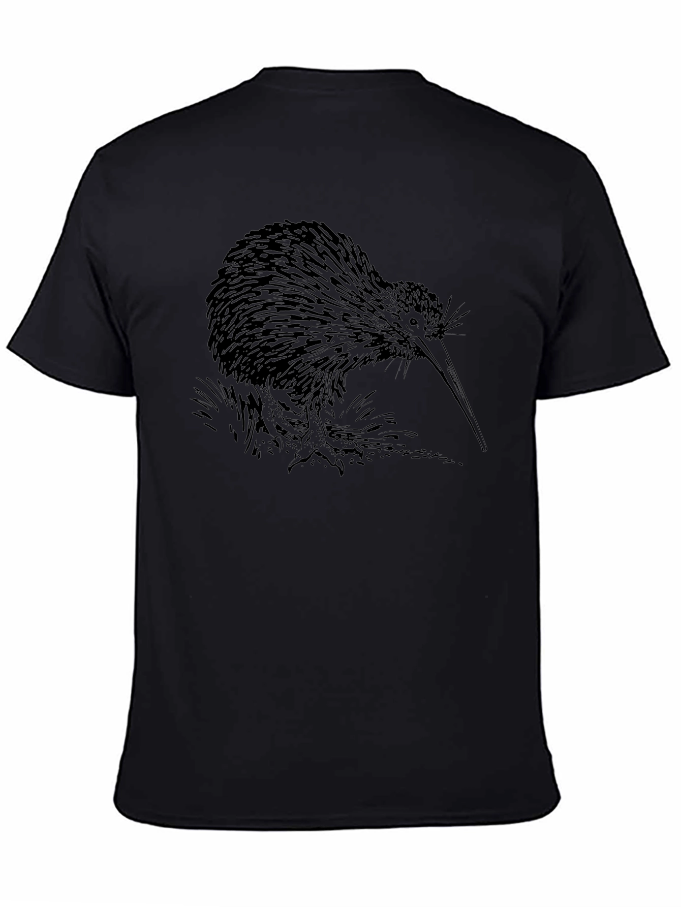 Black Kiwi Bird Graphic Tee - Unisex Black T-Shirt view 4