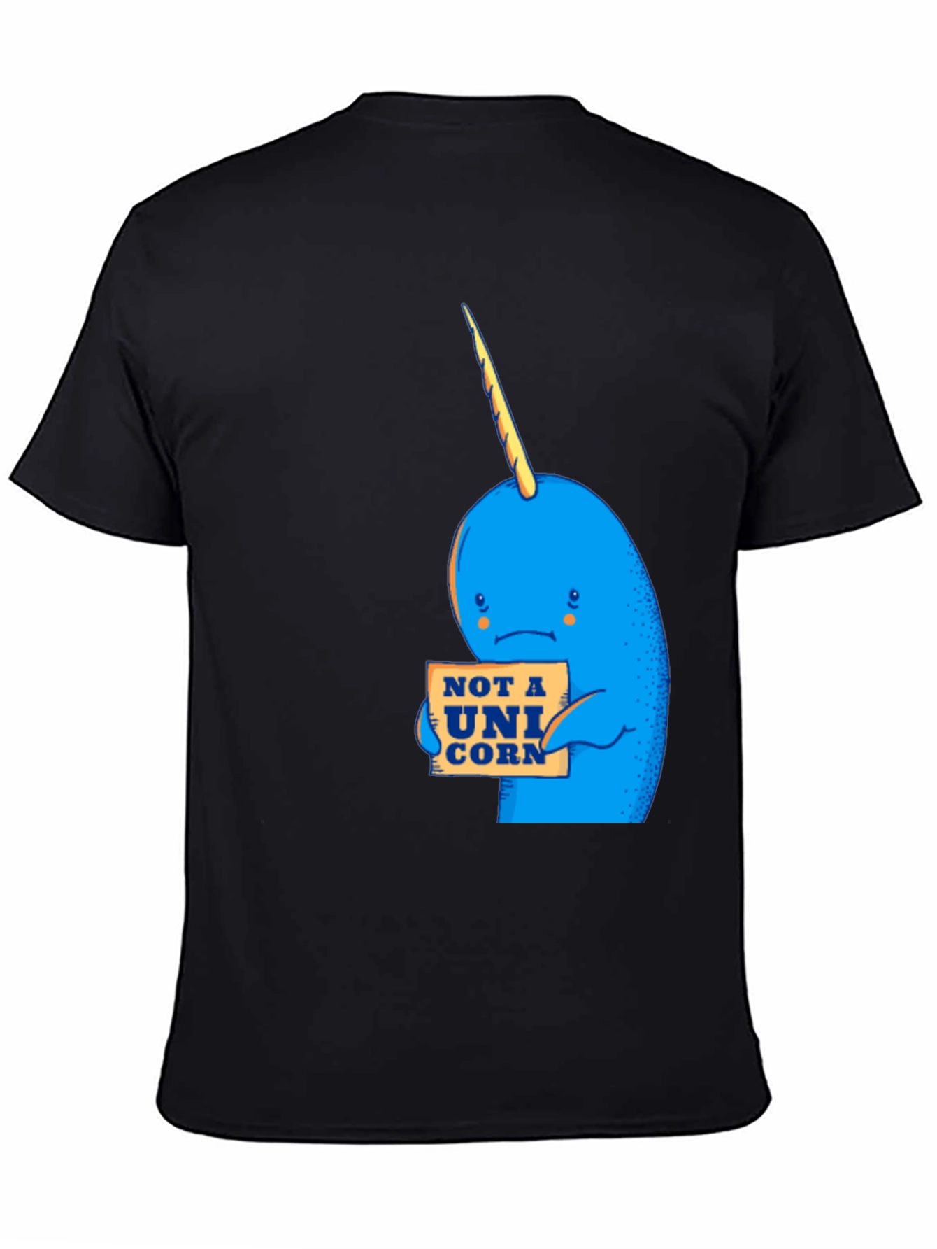 Black Narwhal 'Not A Unicorn' Graphic T-Shirt - Black Cotton Tee view 4