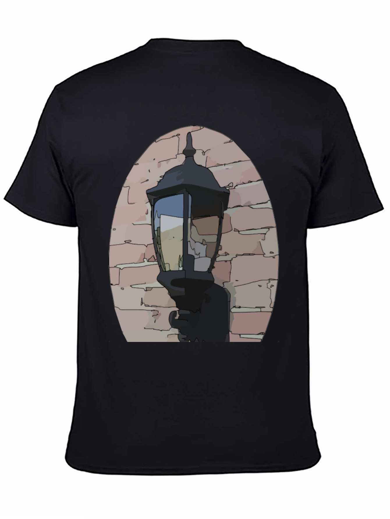 Black Vintage Street Lamp Graphic Tee view 4