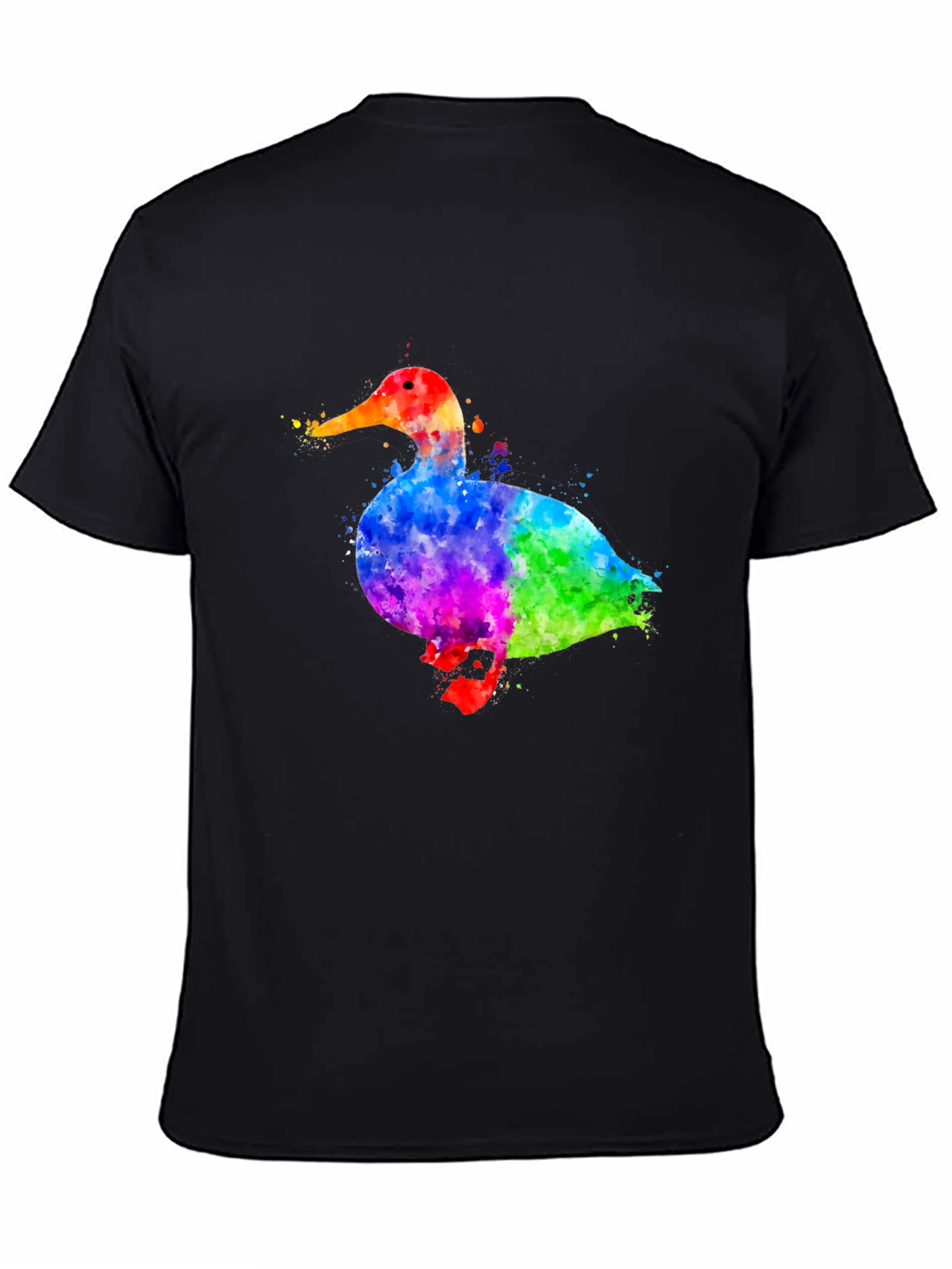 Black Watercolor Duck Graphic T-Shirt view 4