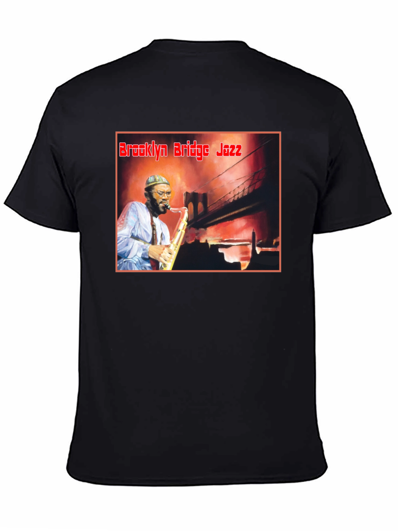 Black Brooklyn Bridge Jazz T-Shirt - Men's Black Tee view 4