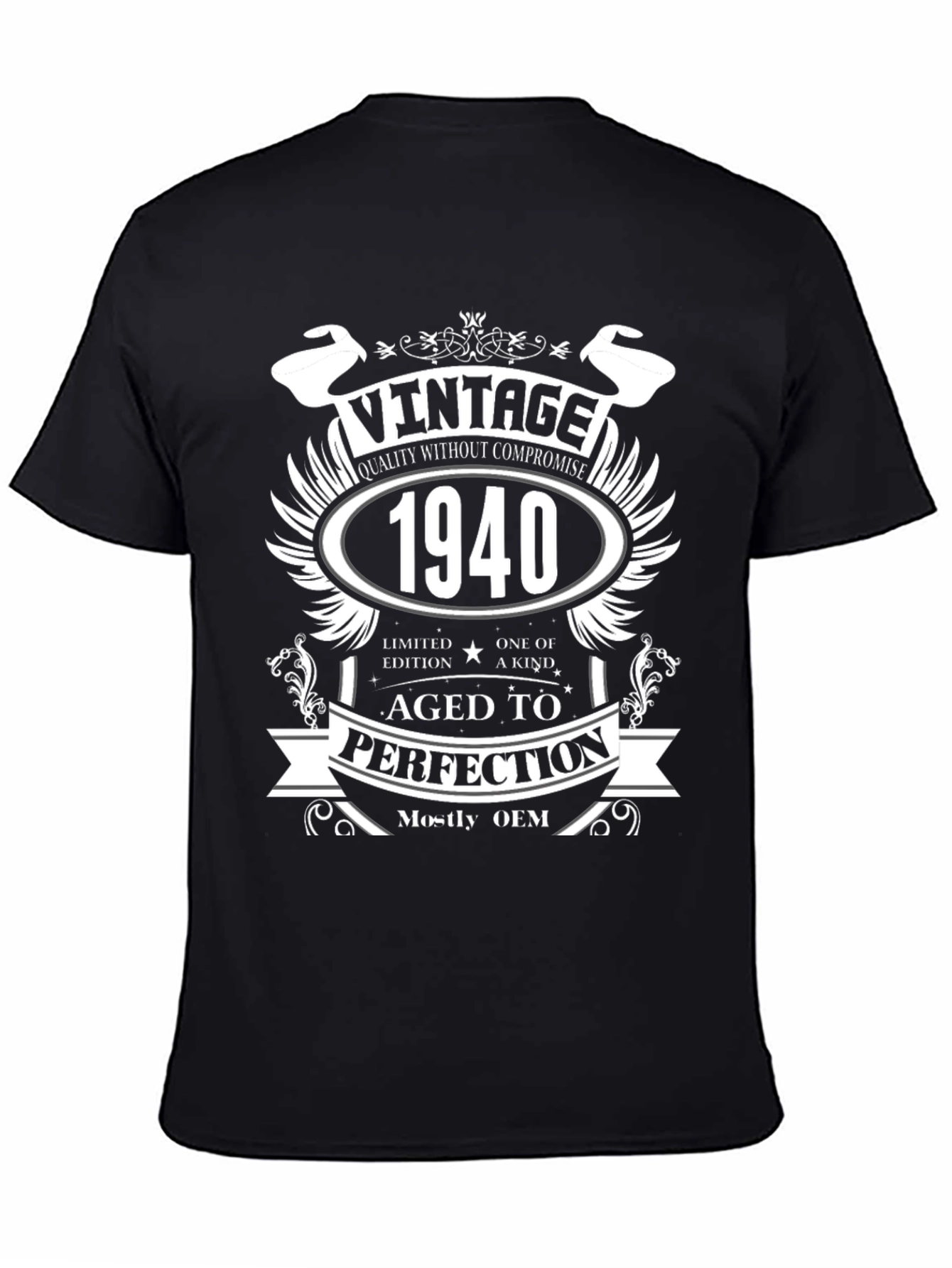 Vintage 1940 Aged to Perfection Black T-shirt - 4