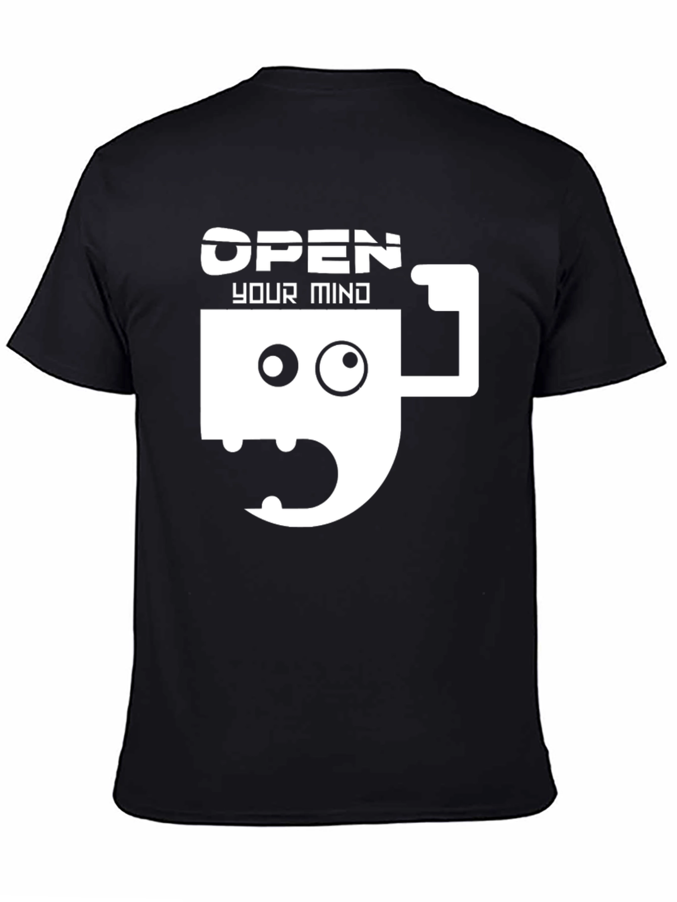 Black Open Your Mind Graphic Tee - Funny Coffee Cup Design view 4