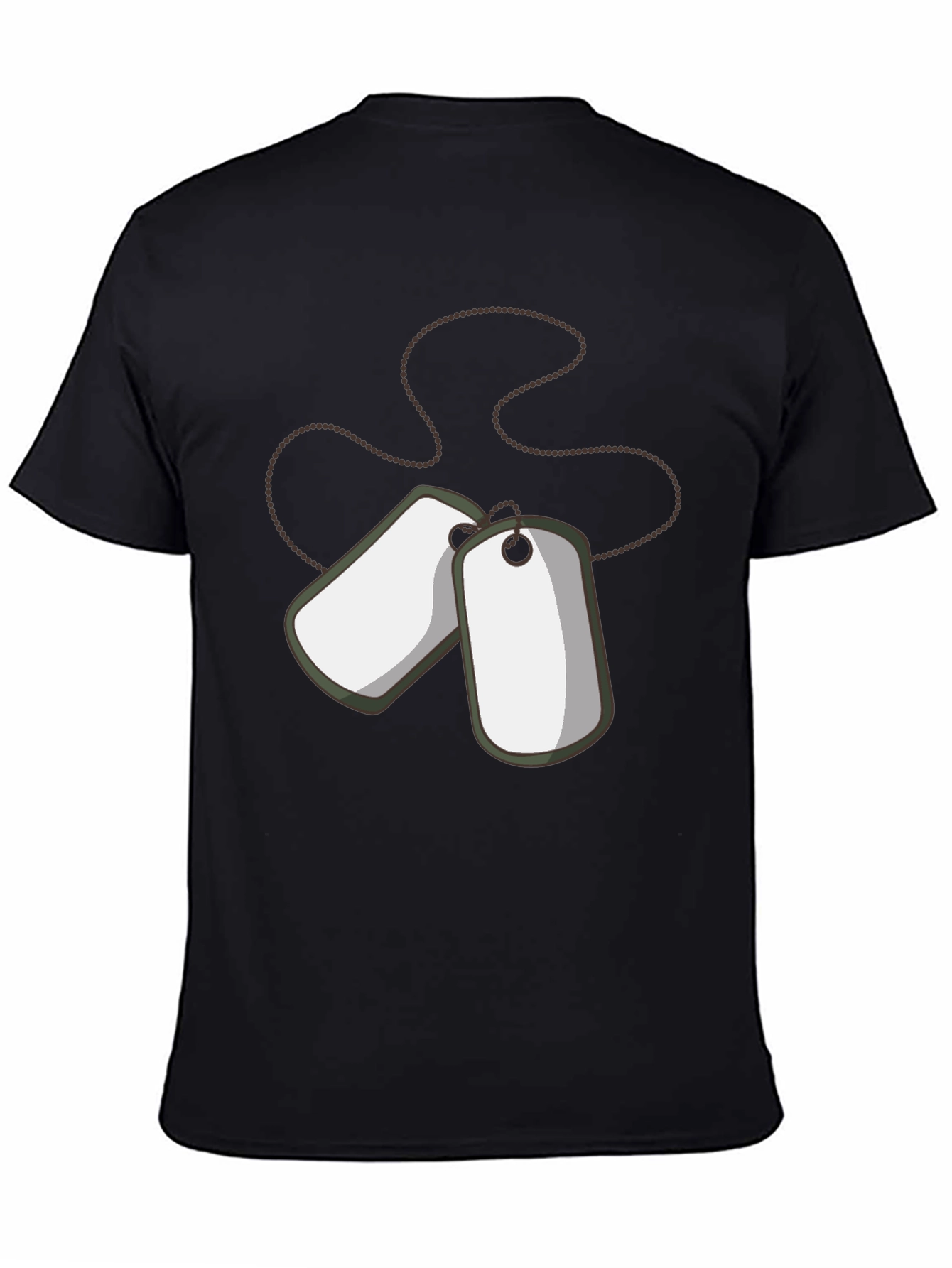 Black Dog Tag Graphic Tee - Military Style Cotton T-Shirt view 4