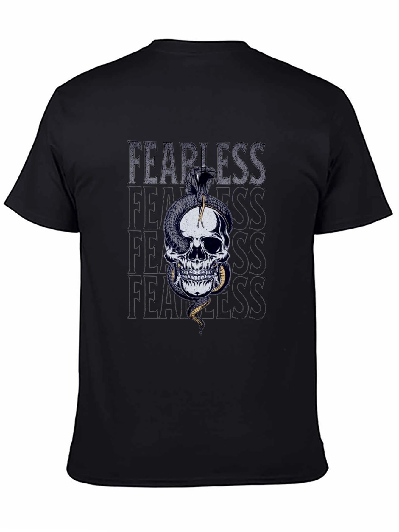Black Fearless Skull Snake Graphic T-Shirt view 4