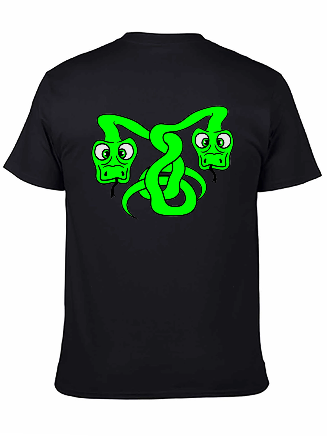 Black Two-Headed Snake Graphic Tee - Black Cotton T-Shirt view 4