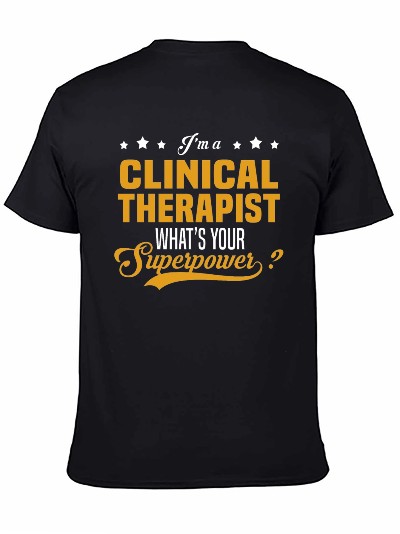 Black Clinical Therapist Superpower Black Graphic Tee view 4