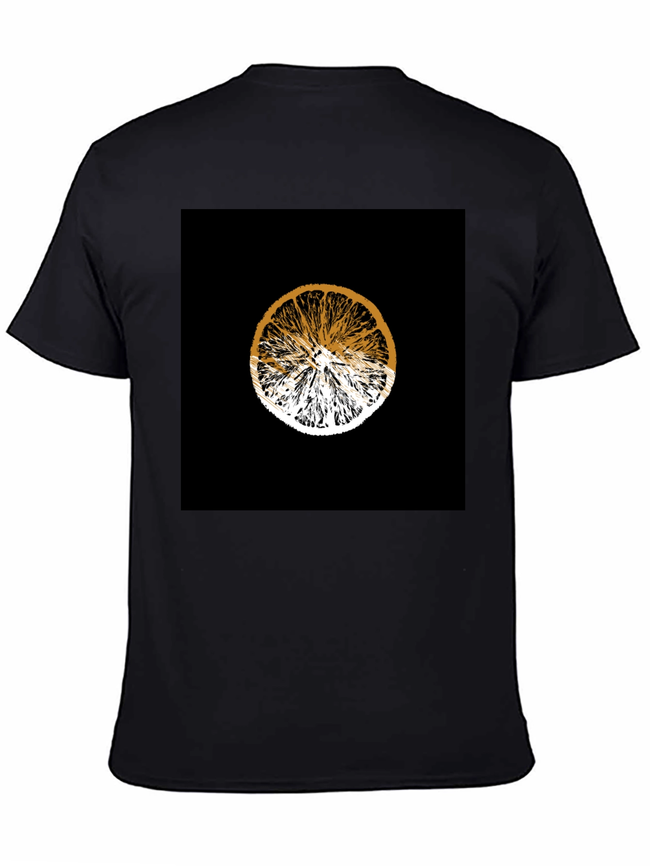 Black Orange Slice Graphic Black Tee - Unisex view 4