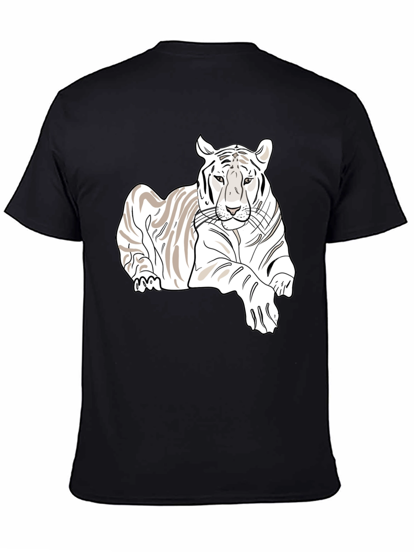 Black White Tiger Graphic Tee - Stylish Men's Black T-Shirt view 4