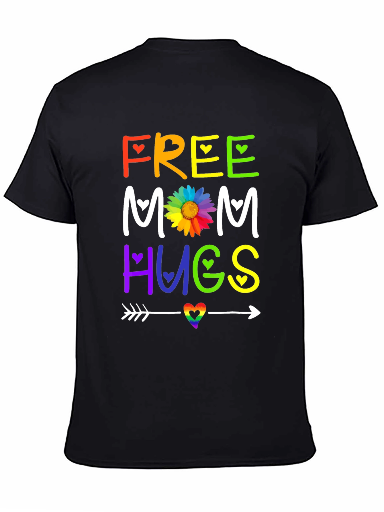 Black Free Mom Hugs T-Shirt - Rainbow Pride view 4
