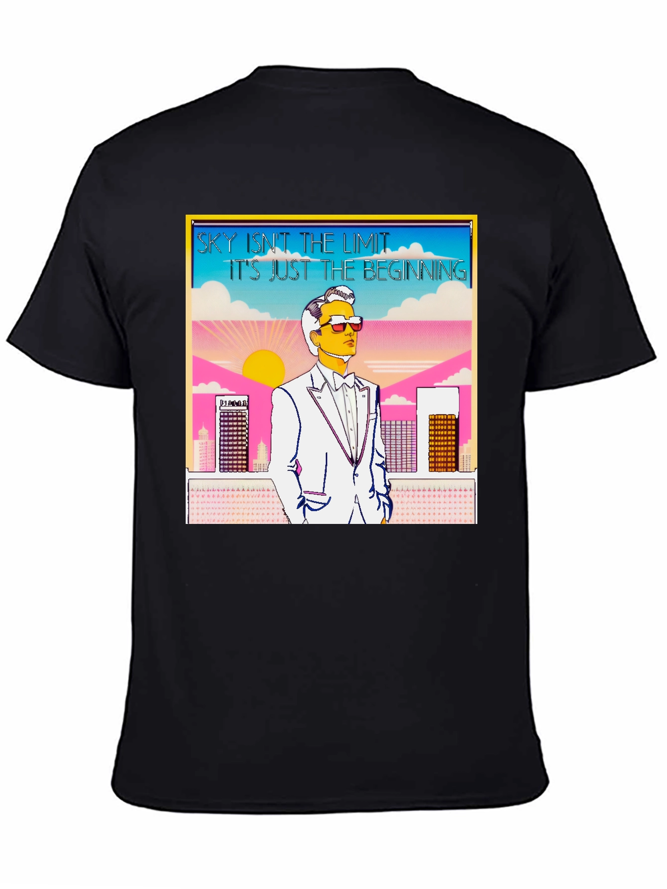 Black Retro 80s Cityscape Graphic Tee view 4