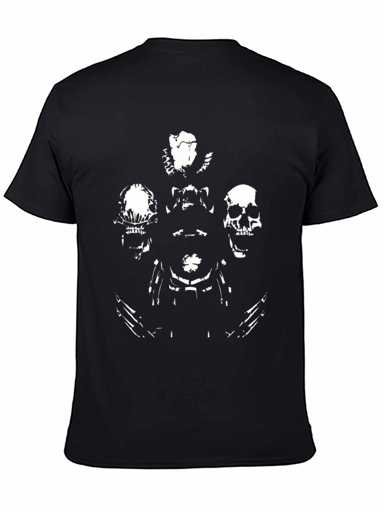 Black Skulls Graphic Print Men's Black T-Shirt view 4