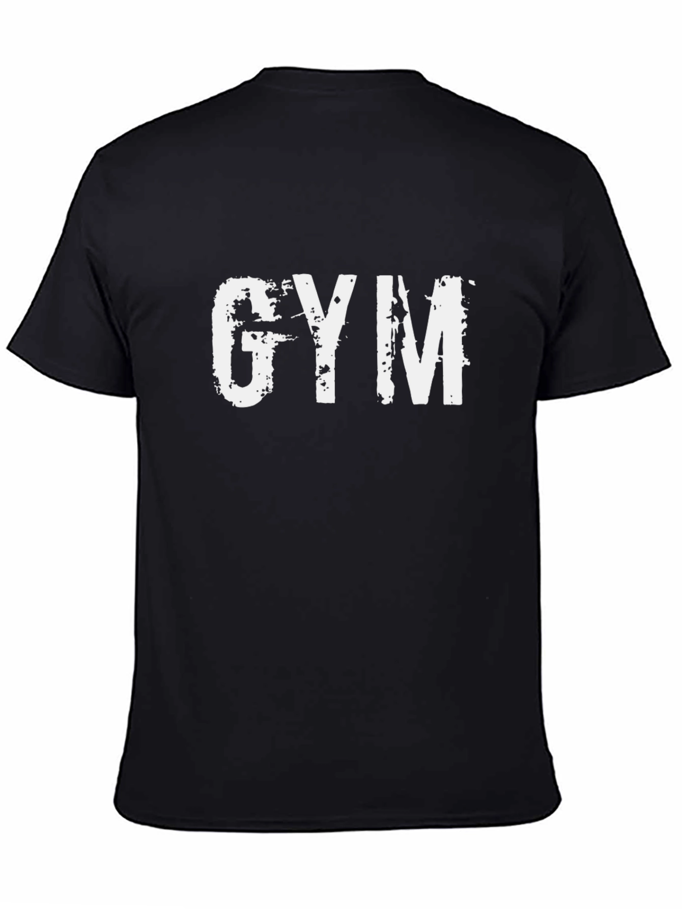 Black Gym T-Shirt - Distressed Print, Workout Apparel view 4
